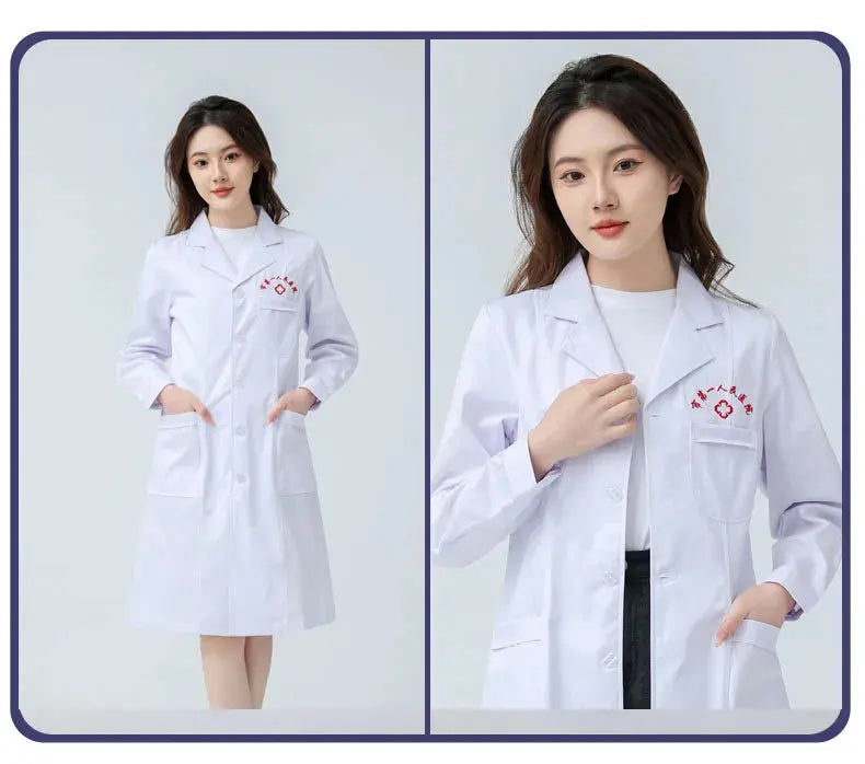 Bata blanca médica para mujer, uniforme médico de enfermera de algodón, ropa de trabajo hospitalaria, uniforme de trabajo profesional de farmacia de laboratorio científico MedSurgery Store For Digital Health