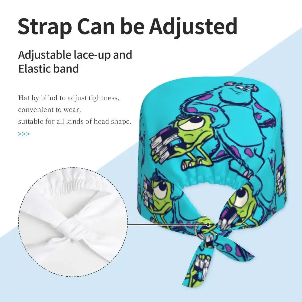 Gorro de trabajo ajustable personalizado con dibujos animados de la Universidad de Monsters, gorro quirúrgico para hombres y mujeres, gorro quirúrgico para enfermería, médico y cirujano MedSurgery Store For Digital Health