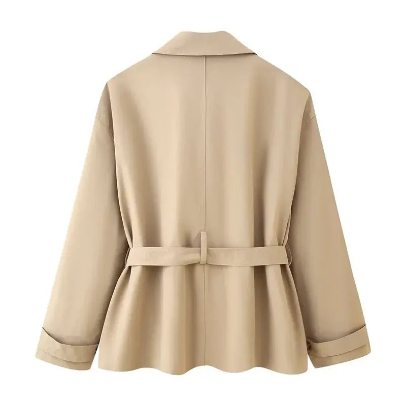 Gabardina para mujer, nuevo abrigo recortado con cinturón, solapa, top informal elegante para mujer 2025 MedSurgery Store For Digital Health