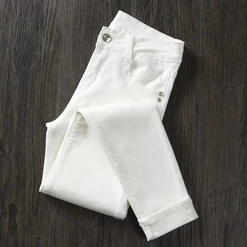 Pantalones pitillo blancos para mujer, Vaqueros largos ajustados de cintura alta, elásticos, a la moda, primavera, verano y otoño, 2022 MedSurgery Store For Digital Health