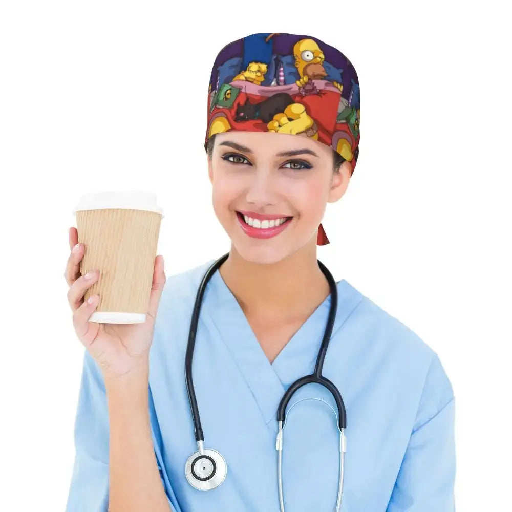 Gorro de trabajo ajustable personalizado con explosión cerebral, gorro quirúrgico de los Simpsons, gorro quirúrgico para enfermería, médico, cirujano, para Chef MedSurgery Store For Digital Health