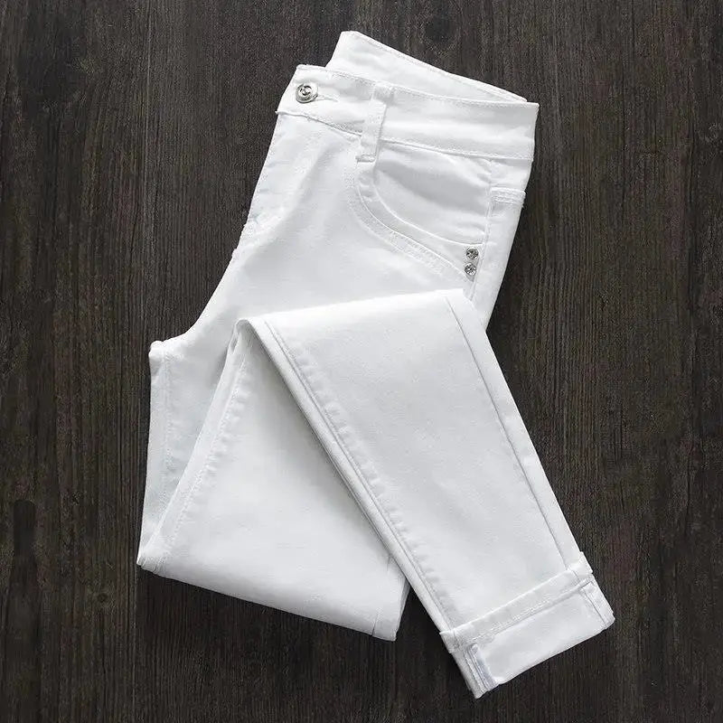 Pantalones pitillo blancos para mujer, Vaqueros largos ajustados de cintura alta, elásticos, a la moda, primavera, verano y otoño, 2022 MedSurgery Store For Digital Health