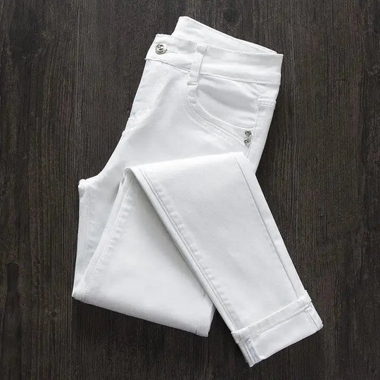 Pantalones pitillo blancos para mujer, Vaqueros largos ajustados de cintura alta, elásticos, a la moda, primavera, verano y otoño, 2022 MedSurgery Store For Digital Health