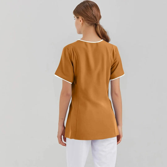 Filipina Médica Elite ISHOWTIENDA - Uniforme Clínico Ergonómico de Manga Corta con Cuello en V CJdropshipping