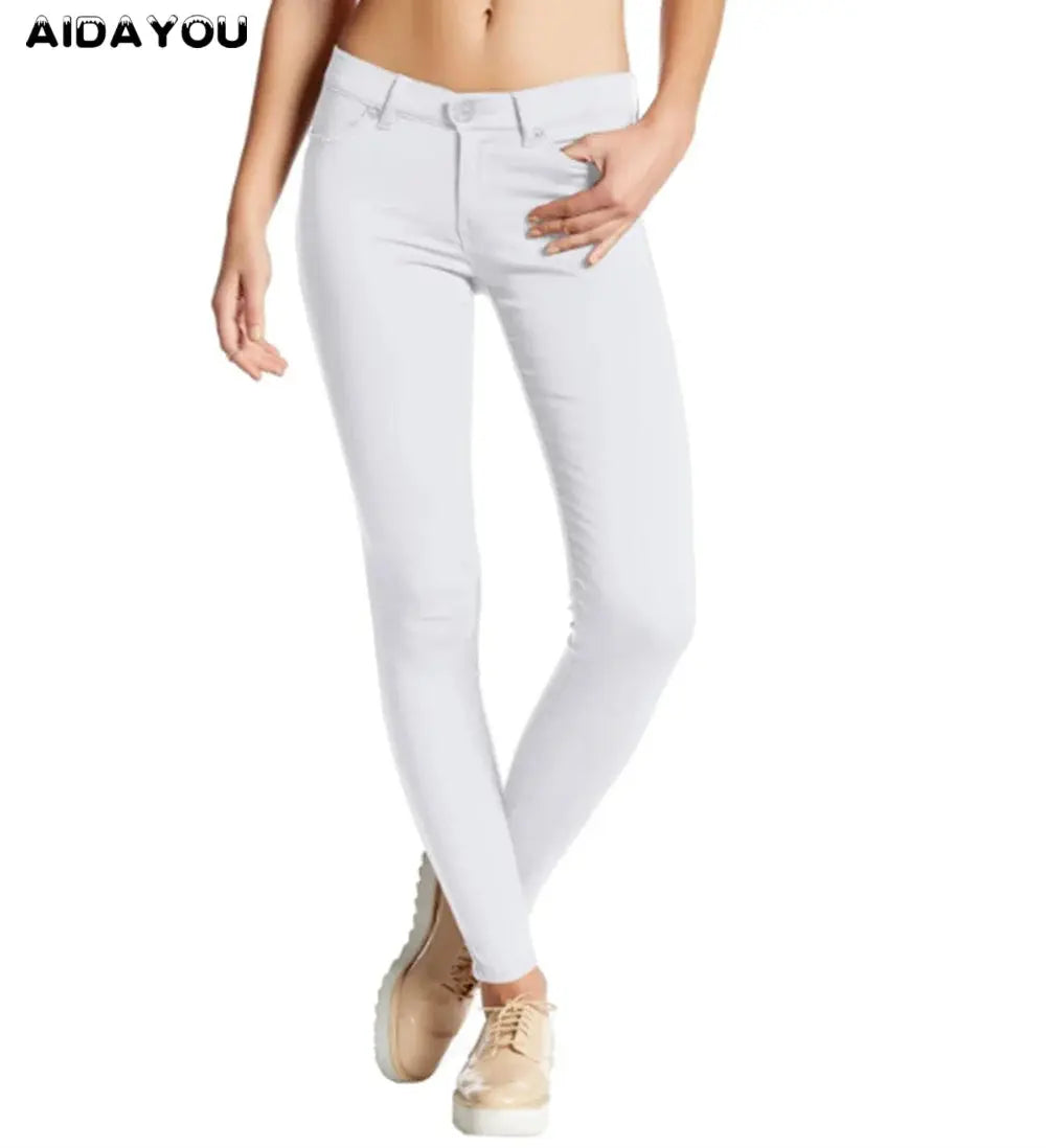 Pantalones vaqueros elásticos de algodón para mujer, pantalón informal, blanco, ultraelástico, cómodo, para el trabajo MedSurgery Store For Digital Health