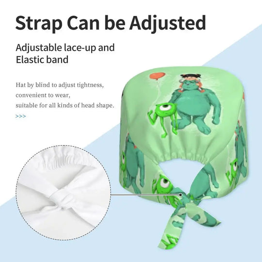 Gorro de trabajo ajustable personalizado con dibujos animados de la Universidad de Monsters, gorro quirúrgico para hombres y mujeres, gorro quirúrgico para enfermería, médico y cirujano MedSurgery Store For Digital Health