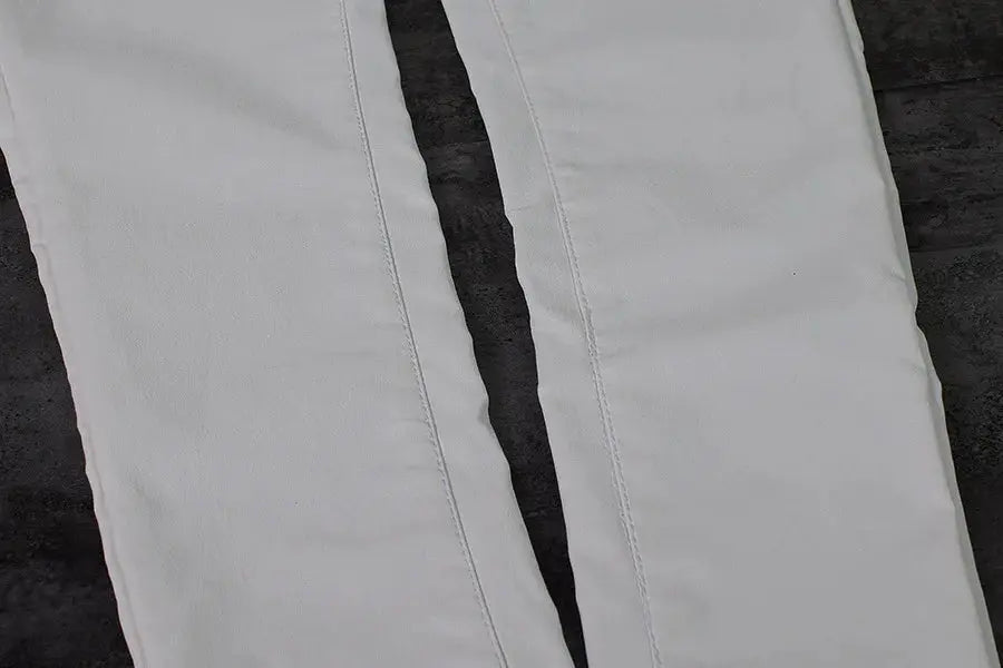 Pantalón de mujer de talle bajo, pantalones elásticos ajustados con doble cremallera, pantalones de piel sintética blancos para mujer MedSurgery Store For Digital Health