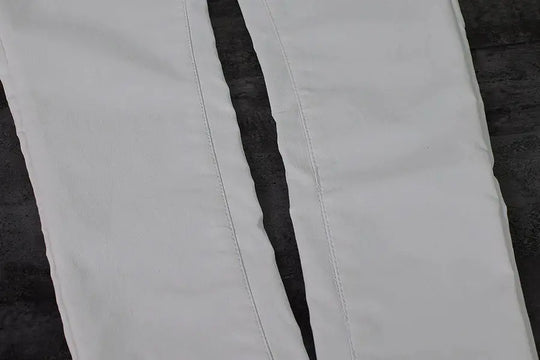 Pantalón de mujer de talle bajo, pantalones elásticos ajustados con doble cremallera, pantalones de piel sintética blancos para mujer MedSurgery Store For Digital Health