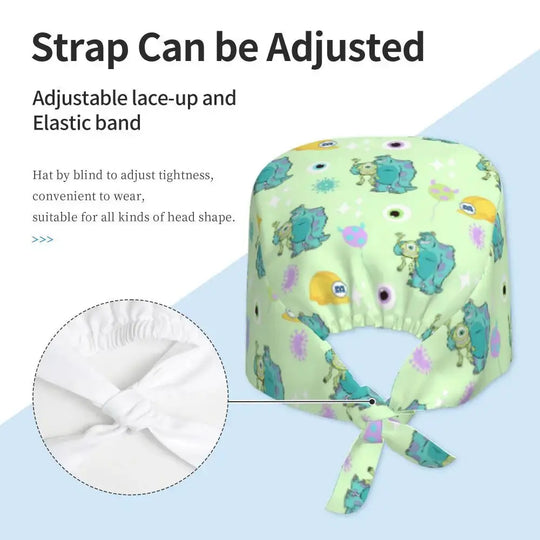 Gorro de trabajo ajustable personalizado con dibujos animados de la Universidad de Monsters, gorro quirúrgico para hombres y mujeres, gorro quirúrgico para enfermería, médico y cirujano MedSurgery Store For Digital Health