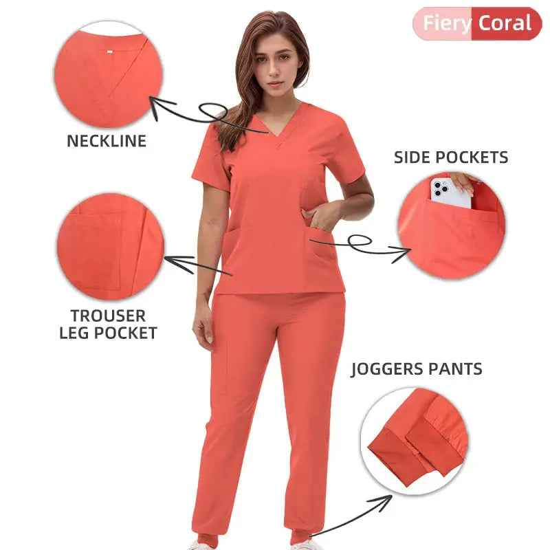 2025 nuevas uniformes de enfermera con cuello en V, pantalones para correr, conjuntos de ropa de trabajo quirúrgica, traje de enfermería para dentista, traje de médico de Hospital S21 MedSurgery Store For Digital Health