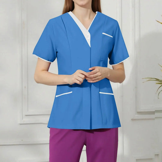 Filipina Médica Elite ISHOWTIENDA - Uniforme Clínico Ergonómico de Manga Corta con Cuello en V CJdropshipping