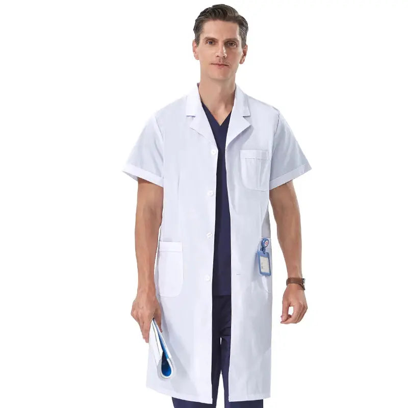 Bata de laboratorio blanca barata para mujeres, hombres, estudiantes, química, profesionales de atención médica, enfermera, manga larga, bata de trabajo para médico XK002 MedSurgery Store For Digital Health