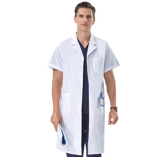 Bata de laboratorio blanca barata para mujeres, hombres, estudiantes, química, profesionales de atención médica, enfermera, manga larga, bata de trabajo para médico XK002 MedSurgery Store For Digital Health
