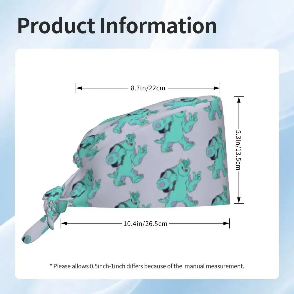 Gorro de trabajo ajustable personalizado con dibujos animados de la Universidad de Monsters, gorro quirúrgico para hombres y mujeres, gorro quirúrgico para enfermería, médico y cirujano MedSurgery Store For Digital Health