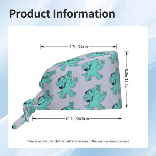 Gorro de trabajo ajustable personalizado con dibujos animados de la Universidad de Monsters, gorro quirúrgico para hombres y mujeres, gorro quirúrgico para enfermería, médico y cirujano MedSurgery Store For Digital Health