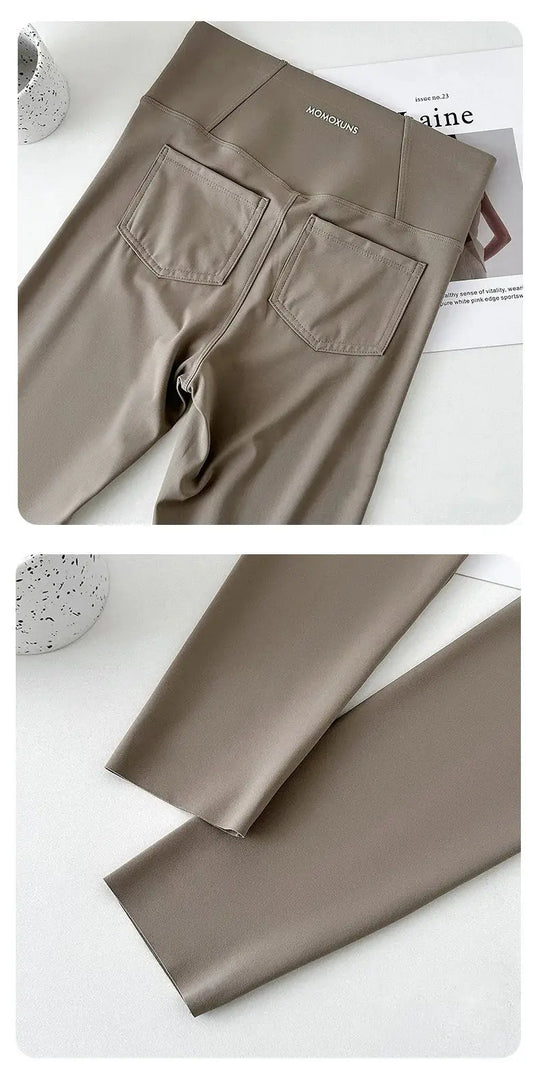 BIVIGAOS 2025 Primavera Verano bolsillo trasero Leggings de piel de tiburón mujeres blanco apretado Casual deporte Fitness Leggings pantalones pitillo MedSurgery Store For Digital Health