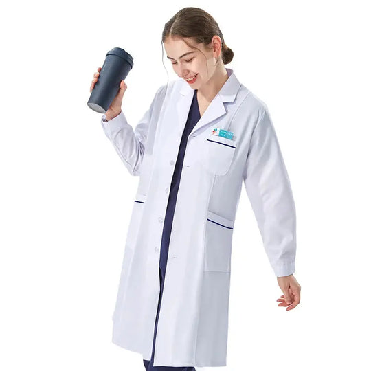 Bata de laboratorio blanca barata para mujeres, hombres, estudiantes, química, profesionales de atención médica, enfermera, manga larga, bata de trabajo para médico XK002 MedSurgery Store For Digital Health