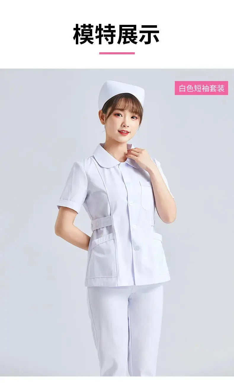 Uniforme de Enfermera Blanco Elite - Top Médico Ajustable de Manga Corta para Mujer CJdropshipping