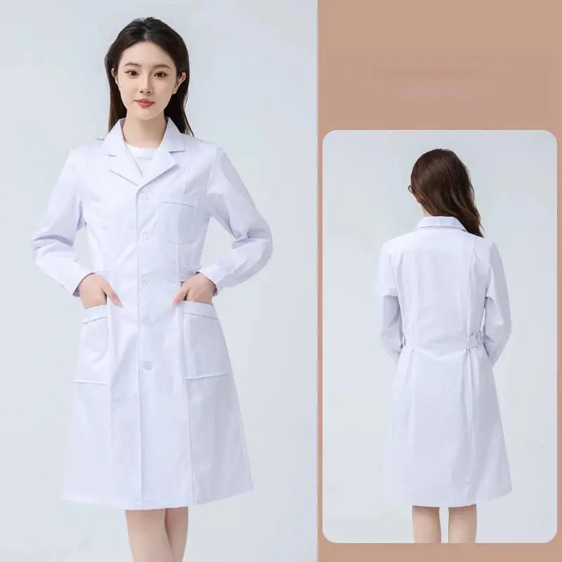 Bata blanca médica para mujer, uniforme médico de enfermera de algodón, ropa de trabajo hospitalaria, uniforme de trabajo profesional de farmacia de laboratorio científico MedSurgery Store For Digital Health