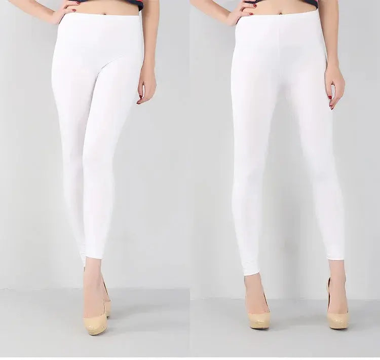 Leggings elásticos de fibra de bambú para mujer, pantalones de nueve puntos, informales, talla grande, primavera, verano y otoño, novedad de 2024 DSers Fulfillment