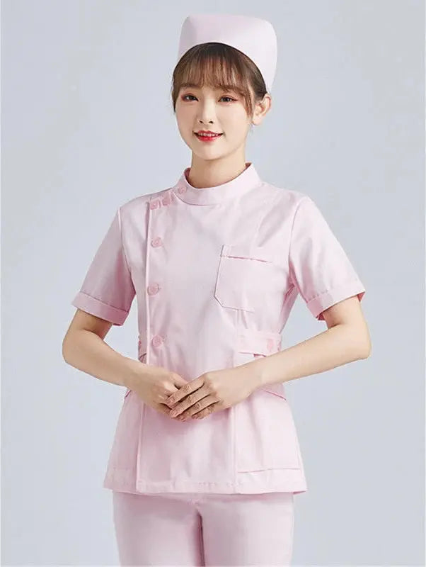 Uniforme de Enfermera Blanco Elite - Top Médico Ajustable de Manga Corta para Mujer CJdropshipping