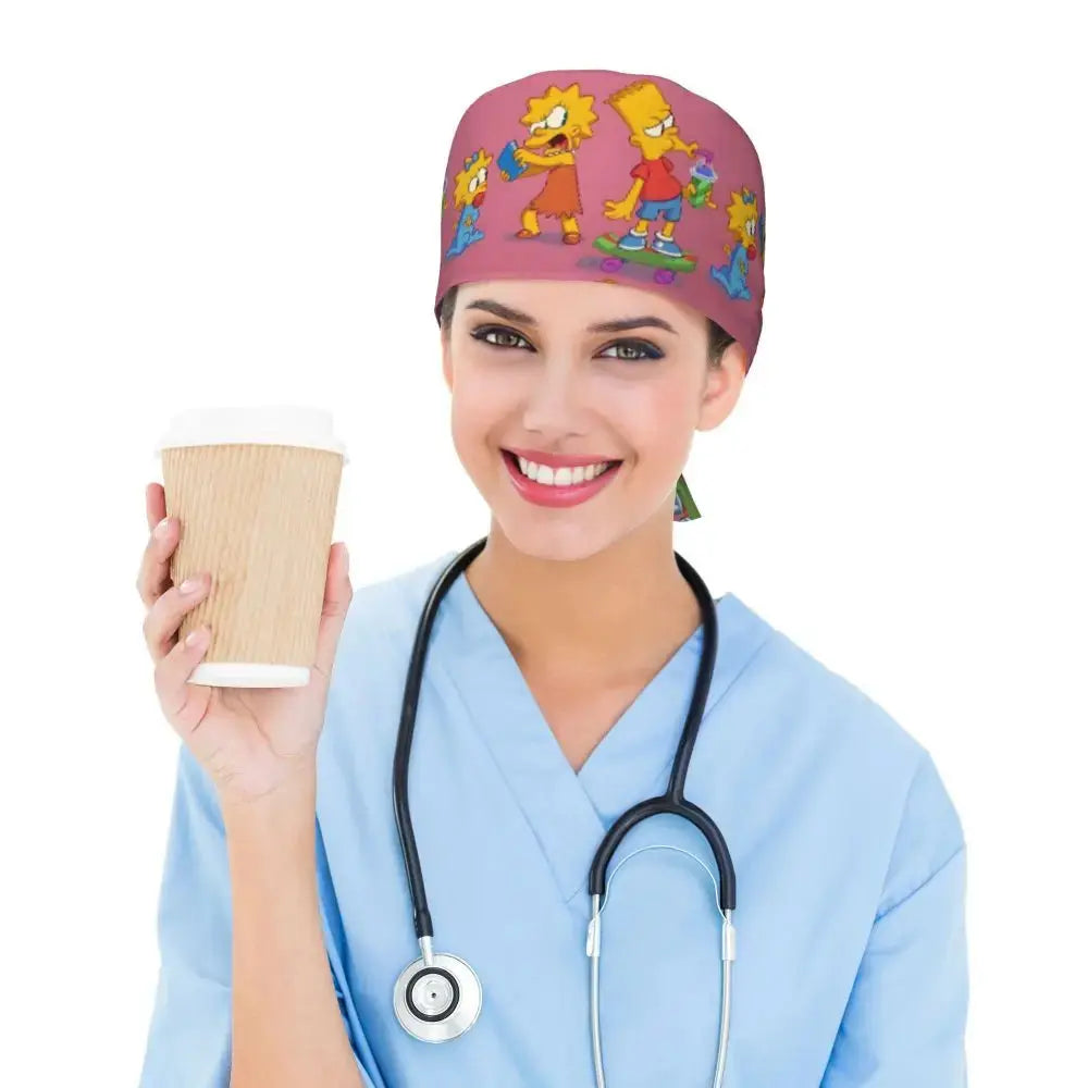 Gorro de trabajo ajustable personalizado con explosión cerebral, gorro quirúrgico de los Simpsons, gorro quirúrgico para enfermería, médico, cirujano, para Chef MedSurgery Store For Digital Health