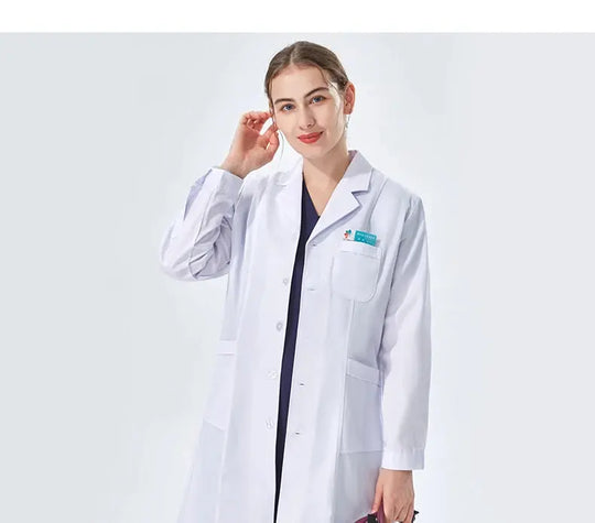 Bata de laboratorio blanca barata para mujeres, hombres, estudiantes, química, profesionales de atención médica, enfermera, manga larga, bata de trabajo para médico XK002 MedSurgery Store For Digital Health