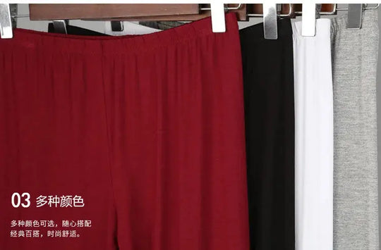 Leggings elásticos de fibra de bambú para mujer, pantalones de nueve puntos, informales, talla grande, primavera, verano y otoño, novedad de 2024 DSers Fulfillment