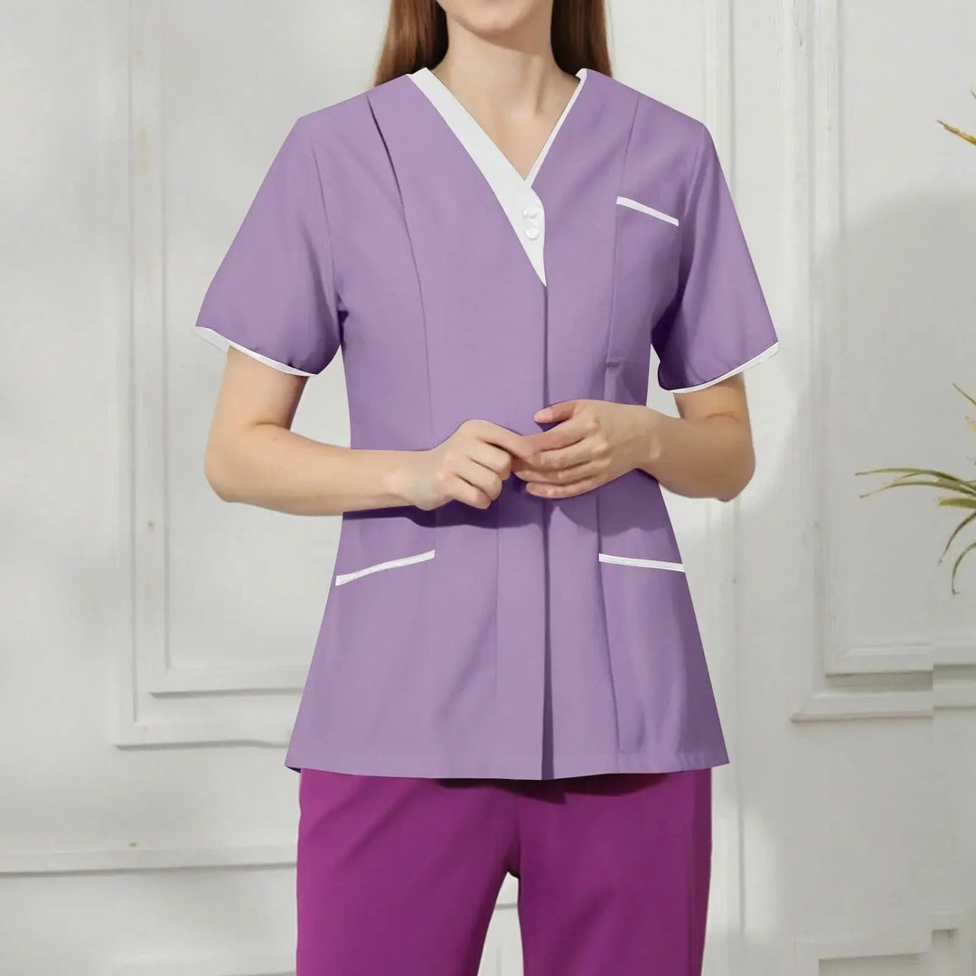 Filipina Médica Elite ISHOWTIENDA - Uniforme Clínico Ergonómico de Manga Corta con Cuello en V CJdropshipping
