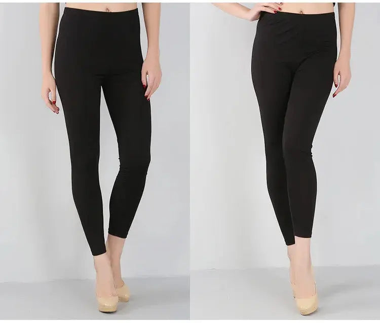 Leggings elásticos de fibra de bambú para mujer, pantalones de nueve puntos, informales, talla grande, primavera, verano y otoño, novedad de 2024 DSers Fulfillment