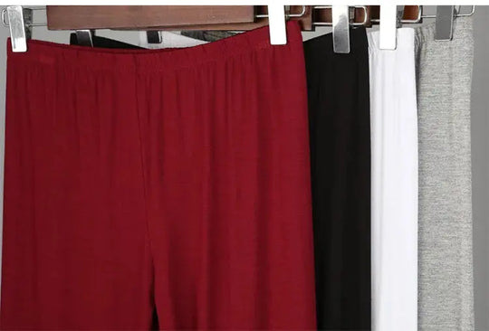 Leggings elásticos de fibra de bambú para mujer, pantalones de nueve puntos, informales, talla grande, primavera, verano y otoño, novedad de 2024 DSers Fulfillment