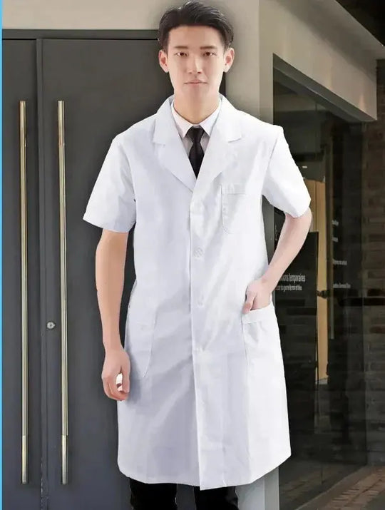 Mono de enfermera, abrigo blanco, uniforme de médico de manga larga para mujer, bata de laboratorio de médico de manga corta para hombre, química universitaria de laboratorio MedSurgery Store For Digital Health