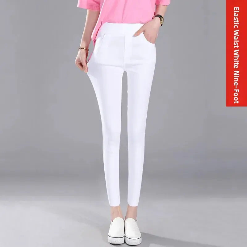 Leggings finos blancos de cintura alta para mujer, plones adeazantes de verano dieciocho, plones de pie pequeño sie... MedSurgery Store For Digital Health