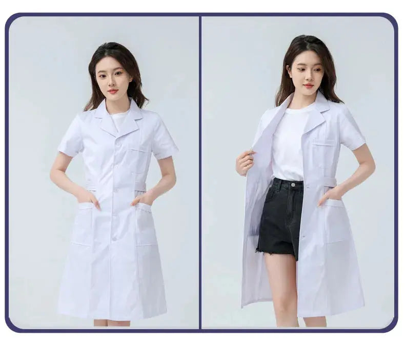 Bata blanca médica para mujer, uniforme médico de enfermera de algodón, ropa de trabajo hospitalaria, uniforme de trabajo profesional de farmacia de laboratorio científico MedSurgery Store For Digital Health