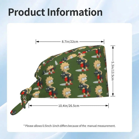 Gorro de trabajo ajustable personalizado con explosión cerebral, gorro quirúrgico de los Simpsons, gorro quirúrgico para enfermería, médico, cirujano, para Chef MedSurgery Store For Digital Health