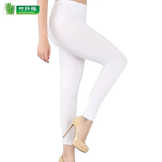Leggings elásticos de fibra de bambú para mujer, pantalones de nueve puntos, informales, talla grande, primavera, verano y otoño, novedad de 2024 DSers Fulfillment
