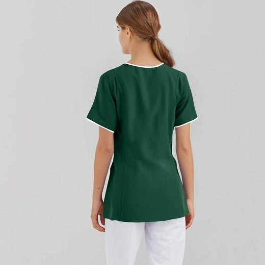 Filipina Médica Elite ISHOWTIENDA - Uniforme Clínico Ergonómico de Manga Corta con Cuello en V CJdropshipping