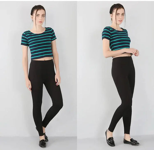 Leggings elásticos de fibra de bambú para mujer, pantalones de nueve puntos, informales, talla grande, primavera, verano y otoño, novedad de 2024 DSers Fulfillment