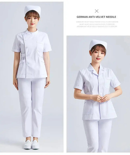 Uniforme de Enfermera Blanco Elite - Top Médico Ajustable de Manga Corta para Mujer CJdropshipping