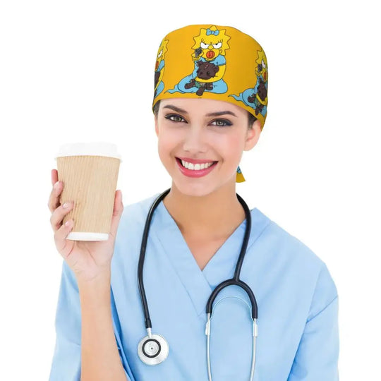 Gorro de trabajo ajustable personalizado con explosión cerebral, gorro quirúrgico de los Simpsons, gorro quirúrgico para enfermería, médico, cirujano, para Chef MedSurgery Store For Digital Health