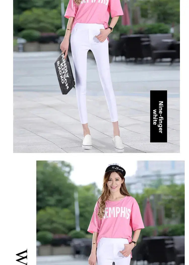 Leggings finos blancos de cintura alta para mujer, plones adeazantes de verano dieciocho, plones de pie pequeño sie... MedSurgery Store For Digital Health