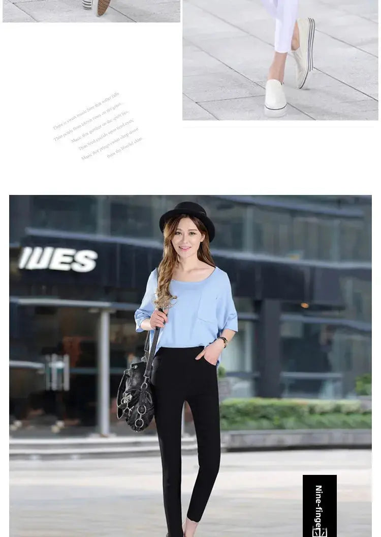Leggings finos blancos de cintura alta para mujer, plones adeazantes de verano dieciocho, plones de pie pequeño sie... MedSurgery Store For Digital Health