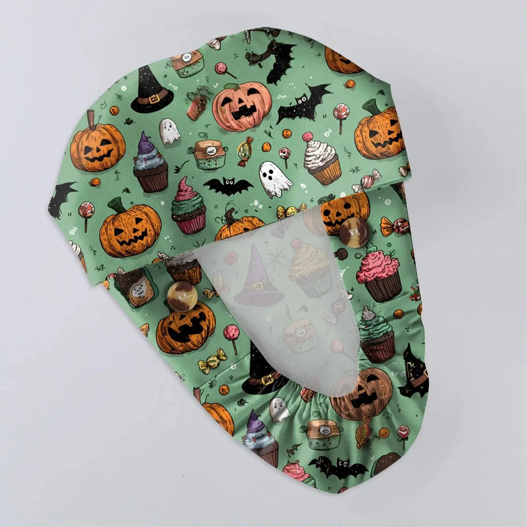 Gorro Quirúrgico para Doctoras o Enfermeras con estampados de Halloween Unisex - Scrub Cap con Estampado para Trabajo Médico. Estilo Casual hechos de Algodón, Cómodos y Elegantes. CJdropshipping