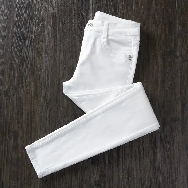 Pantalones pitillo blancos para mujer, Vaqueros largos ajustados de cintura alta, elásticos, a la moda, primavera, verano y otoño, 2022 MedSurgery Store For Digital Health