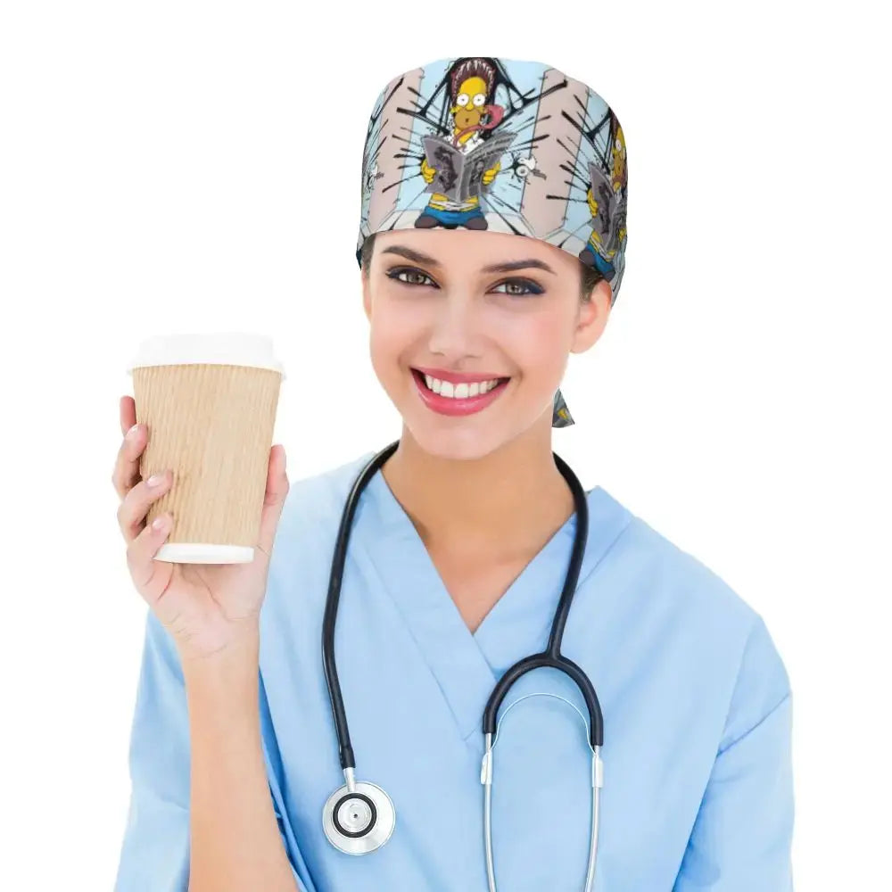 Gorro de trabajo ajustable personalizado con explosión cerebral, gorro quirúrgico de los Simpsons, gorro quirúrgico para enfermería, médico, cirujano, para Chef MedSurgery Store For Digital Health