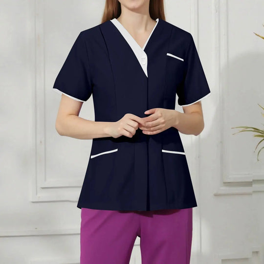 Filipina Médica Elite ISHOWTIENDA - Uniforme Clínico Ergonómico de Manga Corta con Cuello en V CJdropshipping