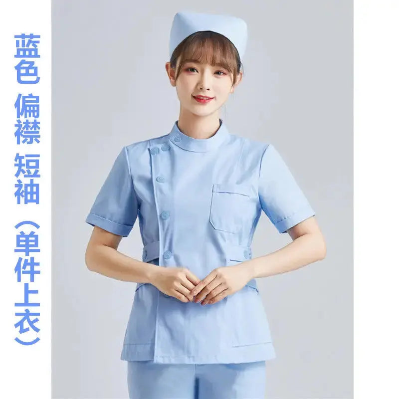 Uniforme de Enfermera Blanco Elite - Top Médico Ajustable de Manga Corta para Mujer CJdropshipping