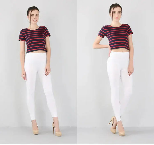 Leggings elásticos de fibra de bambú para mujer, pantalones de nueve puntos, informales, talla grande, primavera, verano y otoño, novedad de 2024 DSers Fulfillment