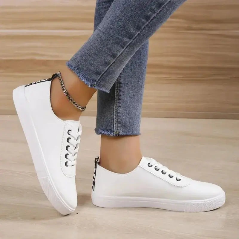 Zapatos blancos, zapatillas de deporte para mujer, Zapatos de cuero blancos poco profundos con cordones, suela suave versátil, Zapatos para correr y caminar, Campus para estudiantes MedSurgery Store For Digital Health