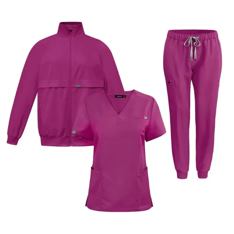 Top de trabajo, uniforme de médico y enfermera, pantalones sencillos con más bolsillos, pantalones de exfoliación Dental, trajes médicos Unisex, conjunto de 3 piezas CJdropshipping